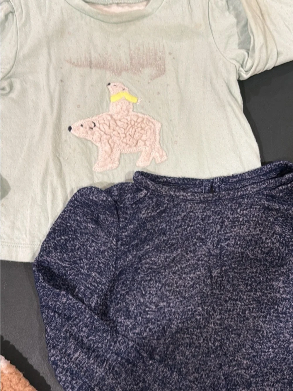 GAP Mint Polar Bear Top with Brown Star Sherpa matching set, carters blue knit